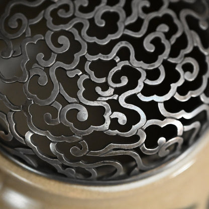 Asahi Yaki Koro with Silver Lid Decorated ー竹内 栖鳳
