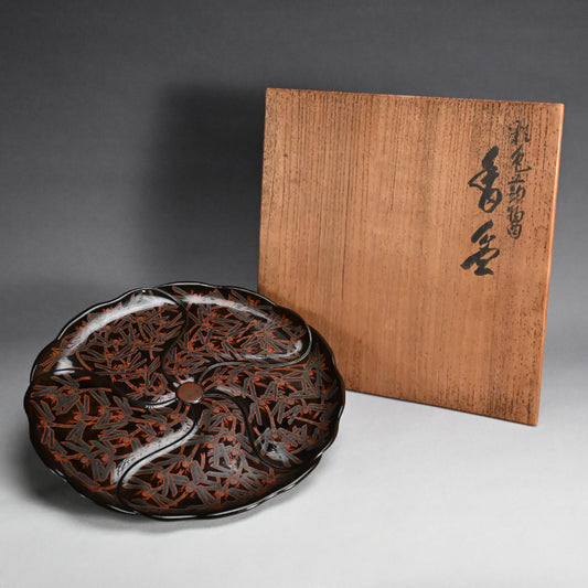 Lacquer Tray with Dragonflies, 1940 ー森 象堂 "香盆"