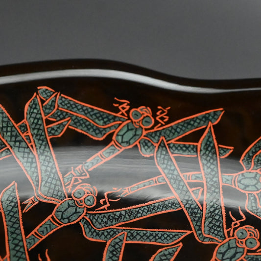 Lacquer Tray with Dragonflies, 1940 ー森 象堂 "香盆"