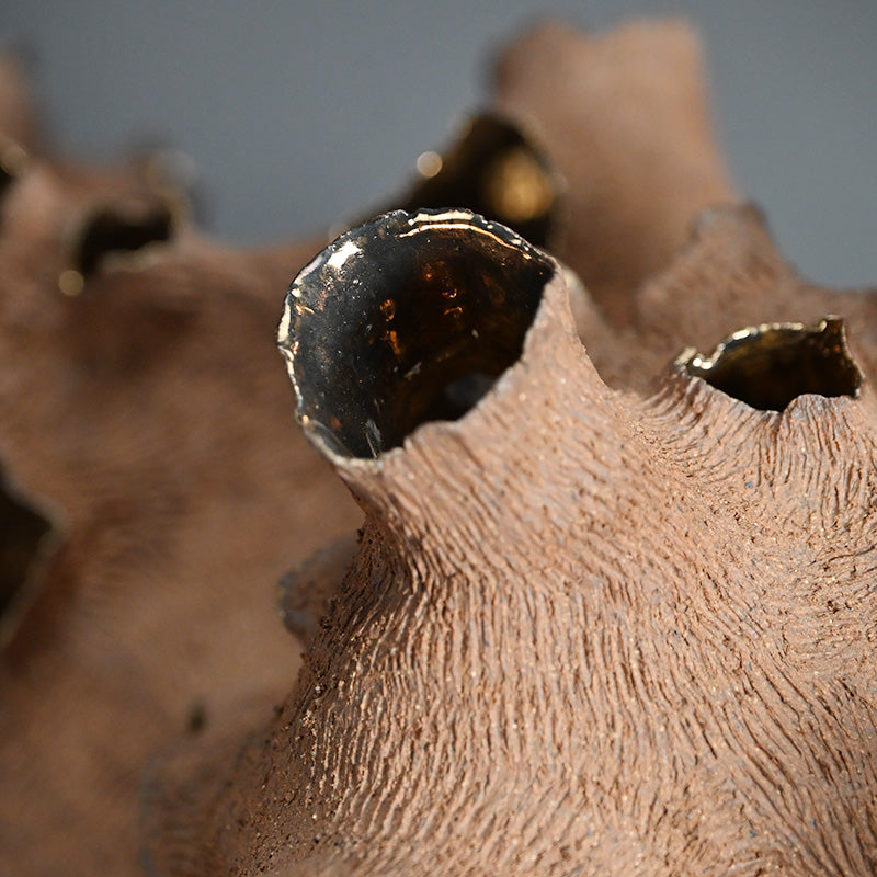 Young Female Artist Gold Glazed Ceramic Sculpture ー向井 奈生子 “土の皮Ⅳ”
