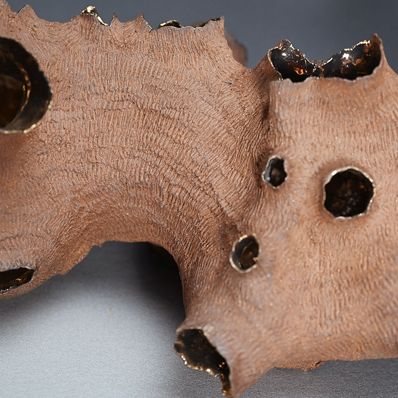 Young Female Artist Gold Glazed Ceramic Sculpture ー向井 奈生子 “土の皮Ⅳ”
