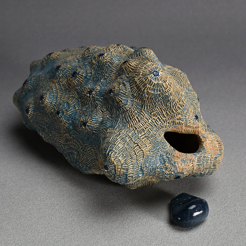 Female Sculptor Blue Shell ー向井 奈生子 “蓋物 蒼殻”