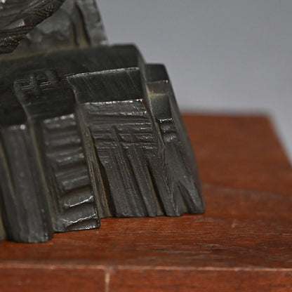 Art-Deco Bronze Sculpture of a Kingfisher ー吉田白嶺 "翡翠"