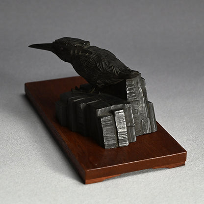 Art-Deco Bronze Sculpture of a Kingfisher ー吉田白嶺 "翡翠"