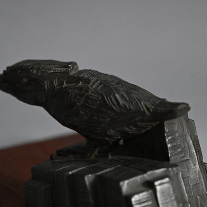 Art-Deco Bronze Sculpture of a Kingfisher ー吉田白嶺 "翡翠"