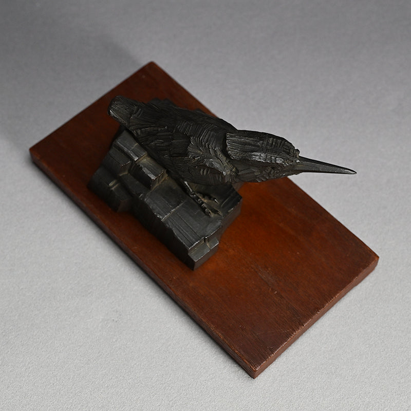 Art-Deco Bronze Sculpture of a Kingfisher ー吉田白嶺 "翡翠"
