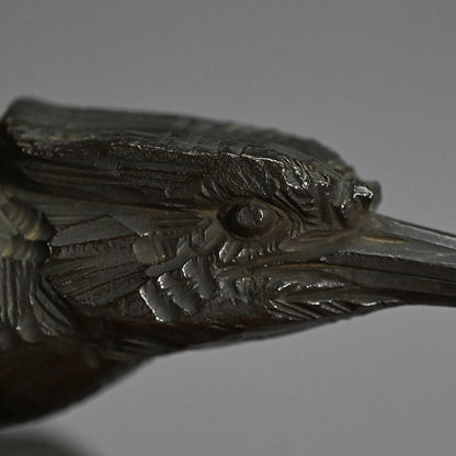 Art-Deco Bronze Sculpture of a Kingfisher ー吉田白嶺 "翡翠"