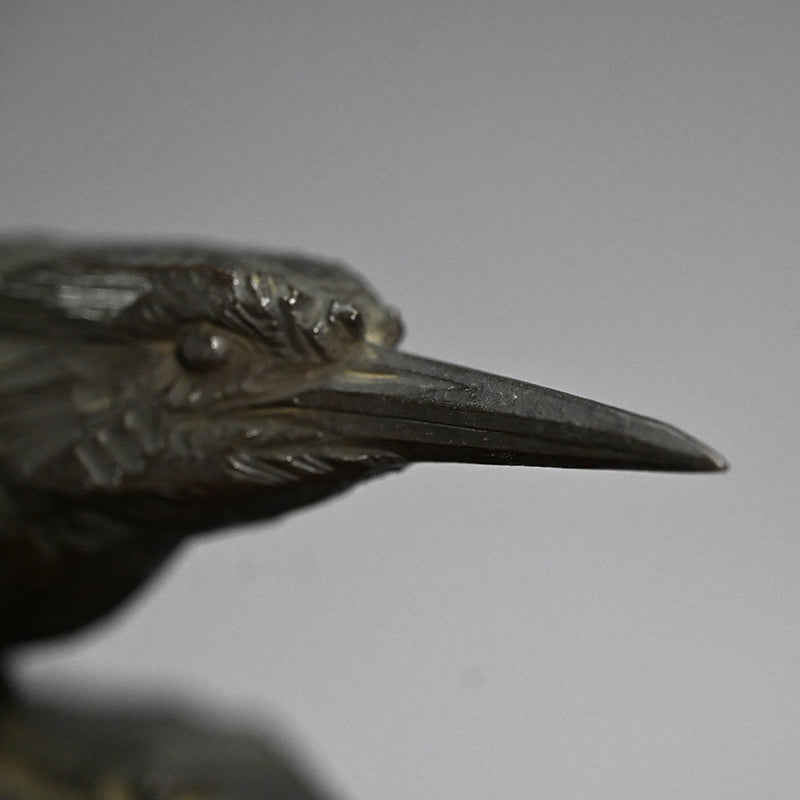 Art-Deco Bronze Sculpture of a Kingfisher ー吉田白嶺 "翡翠"