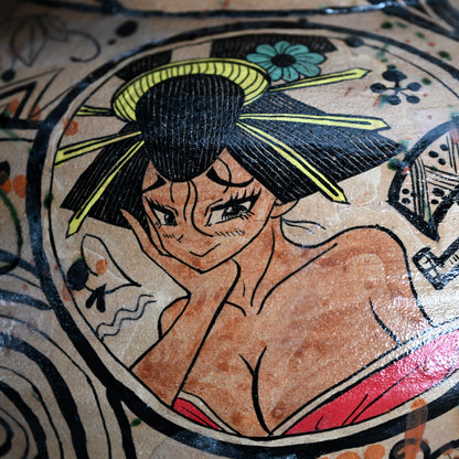 Yahichide Manga Oribe Vase ー深見 文紀 “弥七田漫画織部”