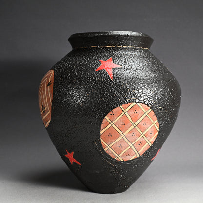 Huge Kuro Shunga Oribe Tsubo ー四季慾斎 蟻助 “黒春画織部壺”