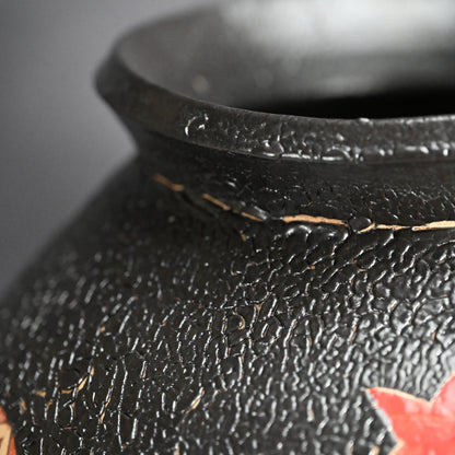 Huge Kuro Shunga Oribe Tsubo ー四季慾斎 蟻助 “黒春画織部壺”