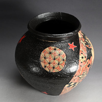 Huge Kuro Shunga Oribe Tsubo ー四季慾斎 蟻助 “黒春画織部壺”