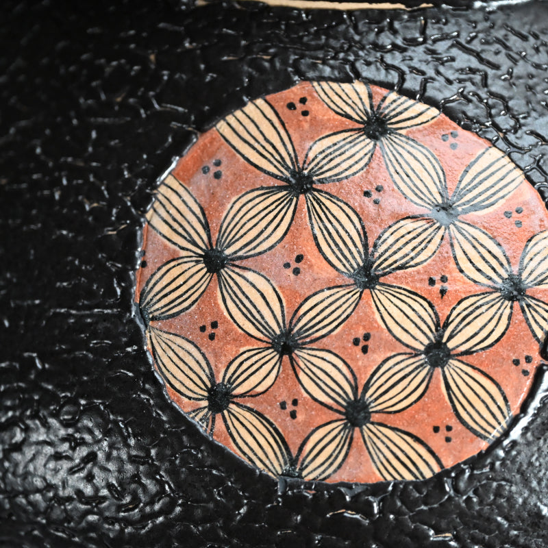 Huge Kuro Shunga Oribe Tsubo ー四季慾斎 蟻助 “黒春画織部壺”