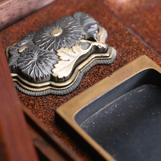 Antique Suzuri Bako Lacquer Cabinet w/ two drawers ー"小納戸硯筥"
