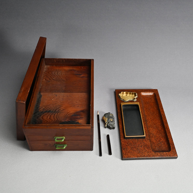 Antique Suzuri Bako Lacquer Cabinet w/ two drawers ー"小納戸硯筥"