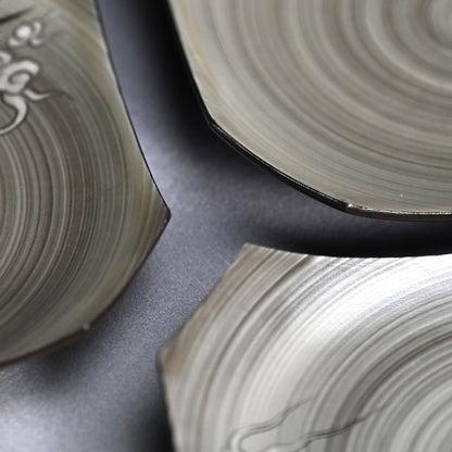 Unkaku-mon Plate Set ー十三代 横石 臥牛 “現川雲龍文 隅切皿”