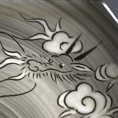 Unkaku-mon Plate Set ー十三代 横石 臥牛 “現川雲龍文 隅切皿”