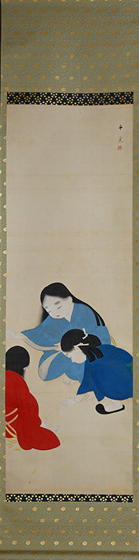 Children at Play, Taisho p. Japanese Scroll ー野添 平米 “遊童”