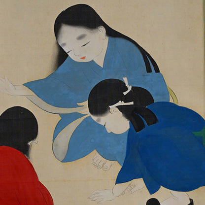 Children at Play, Taisho p. Japanese Scroll ー野添 平米 “遊童”