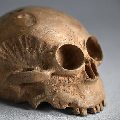 Antique Japanese Chikkon Carved Bamboo-Root Skull