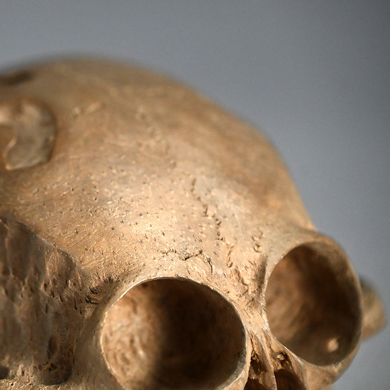 Antique Japanese Chikkon Carved Bamboo-Root Skull