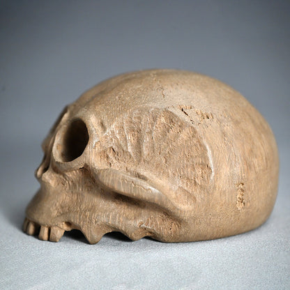 Antique Japanese Chikkon Carved Bamboo-Root Skull
