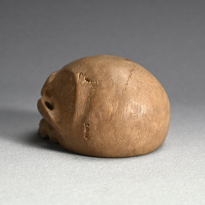 Antique Japanese Chikkon Carved Bamboo-Root Skull