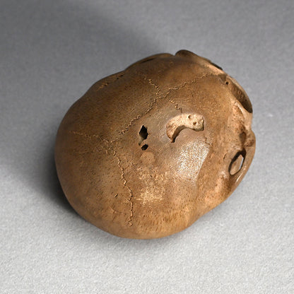 Antique Japanese Chikkon Carved Bamboo-Root Skull