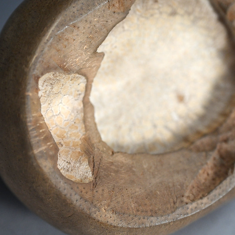 Antique Japanese Chikkon Carved Bamboo-Root Skull