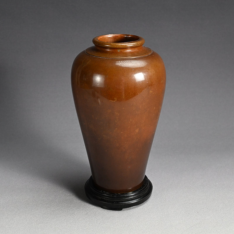 Meiji Yellow Bronze Vase ー金谷 五良三郎 "黄唐銅段附 花瓶"