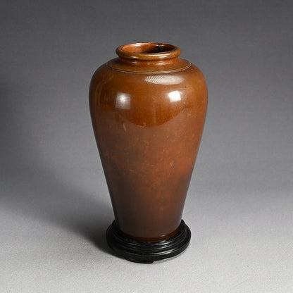 Meiji Yellow Bronze Vase ー金谷 五良三郎 "黄唐銅段附 花瓶"