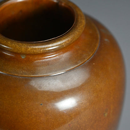 Meiji Yellow Bronze Vase ー金谷 五良三郎 "黄唐銅段附 花瓶"