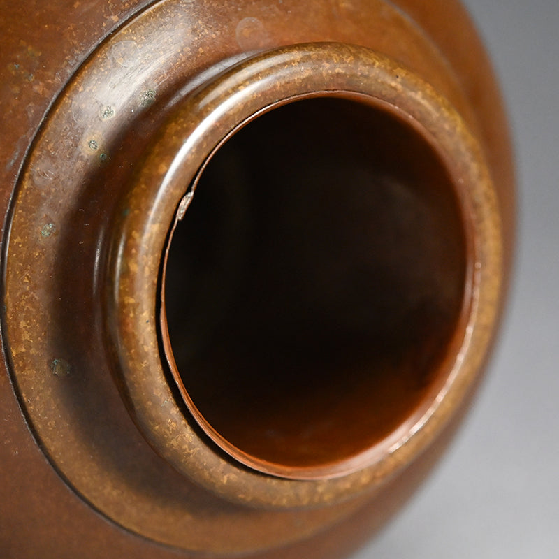 Meiji Yellow Bronze Vase ー金谷 五良三郎 "黄唐銅段附 花瓶"