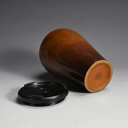 Meiji Yellow Bronze Vase ー金谷 五良三郎 "黄唐銅段附 花瓶"