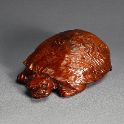Antique Japanese Rootwood Turtle Okimono