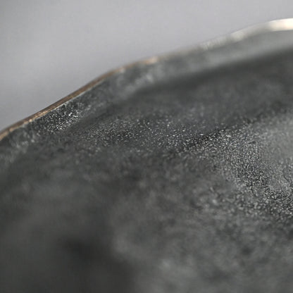 Hand Forged Iron Dish w/ Silver Rim ー高木 治良兵衛 "銀縁鐵青海盂"