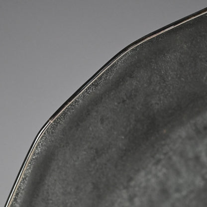 Hand Forged Iron Dish w/ Silver Rim ー高木 治良兵衛 "銀縁鐵青海盂"