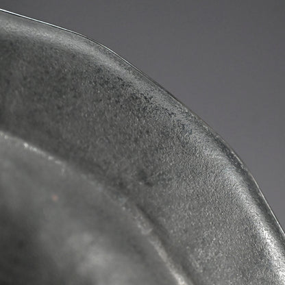 Hand Forged Iron Dish w/ Silver Rim ー高木 治良兵衛 "銀縁鐵青海盂"