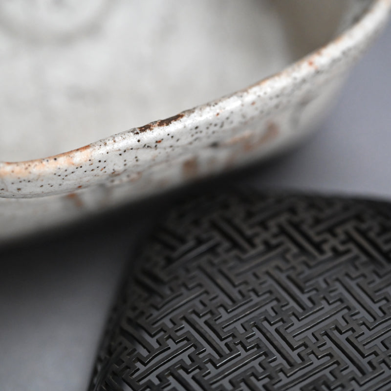 Antique Japanese Shino Koro incense Burner with Silver Lid