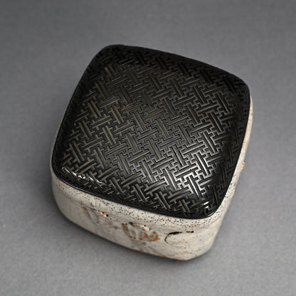 Antique Japanese Shino Koro incense Burner with Silver Lid