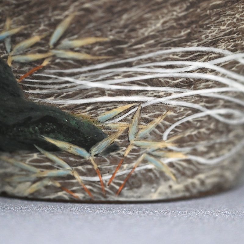 Unusual Vase, Long Tailed Rooster ー十三代 横石 臥牛 "鶏文花瓶"