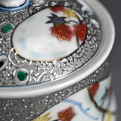 Platinum Glazed Koro Incense burner ー山本 一洋 "純プラチナ彩 紅の森"
