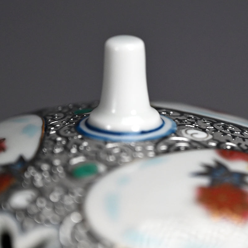 Platinum Glazed Koro Incense burner ー山本 一洋 "純プラチナ彩 紅の森"