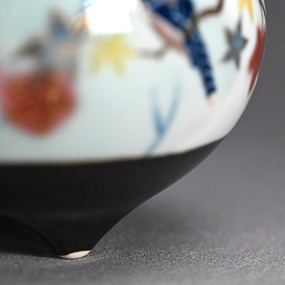 Platinum Glazed Koro Incense burner ー山本 一洋 "純プラチナ彩 紅の森"