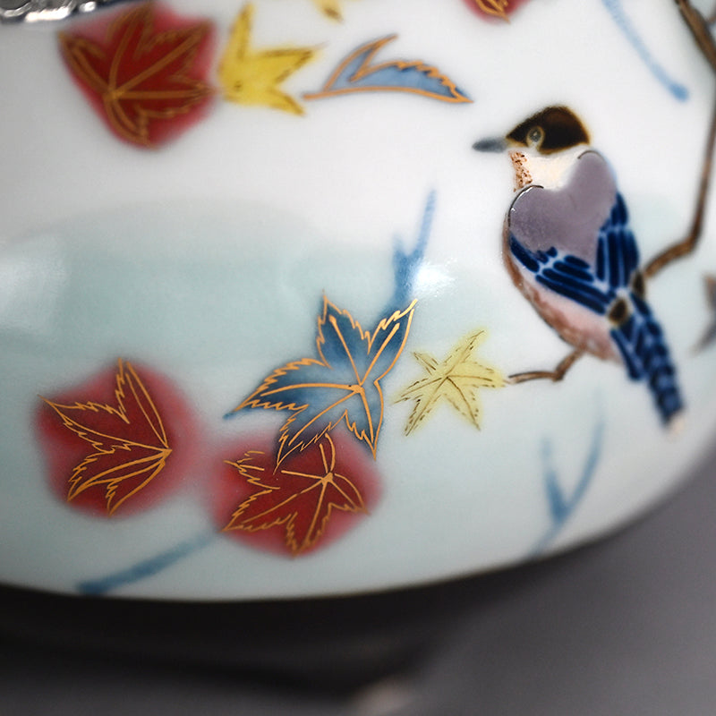 Platinum Glazed Koro Incense burner ー山本 一洋 "純プラチナ彩 紅の森"