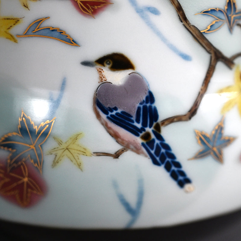 Platinum Glazed Koro Incense burner ー山本 一洋 "純プラチナ彩 紅の森"