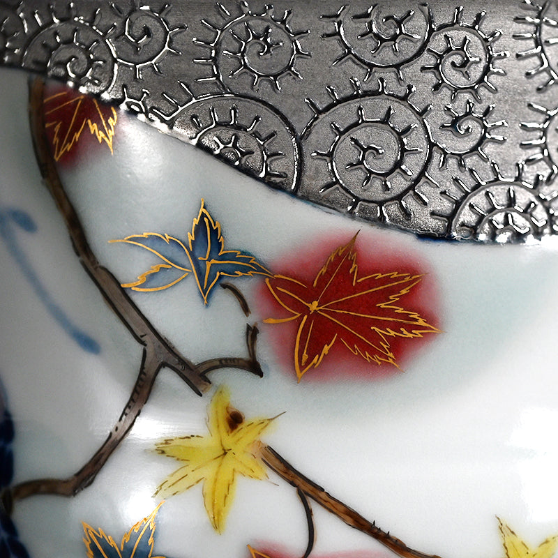 Platinum Glazed Koro Incense burner ー山本 一洋 "純プラチナ彩 紅の森"