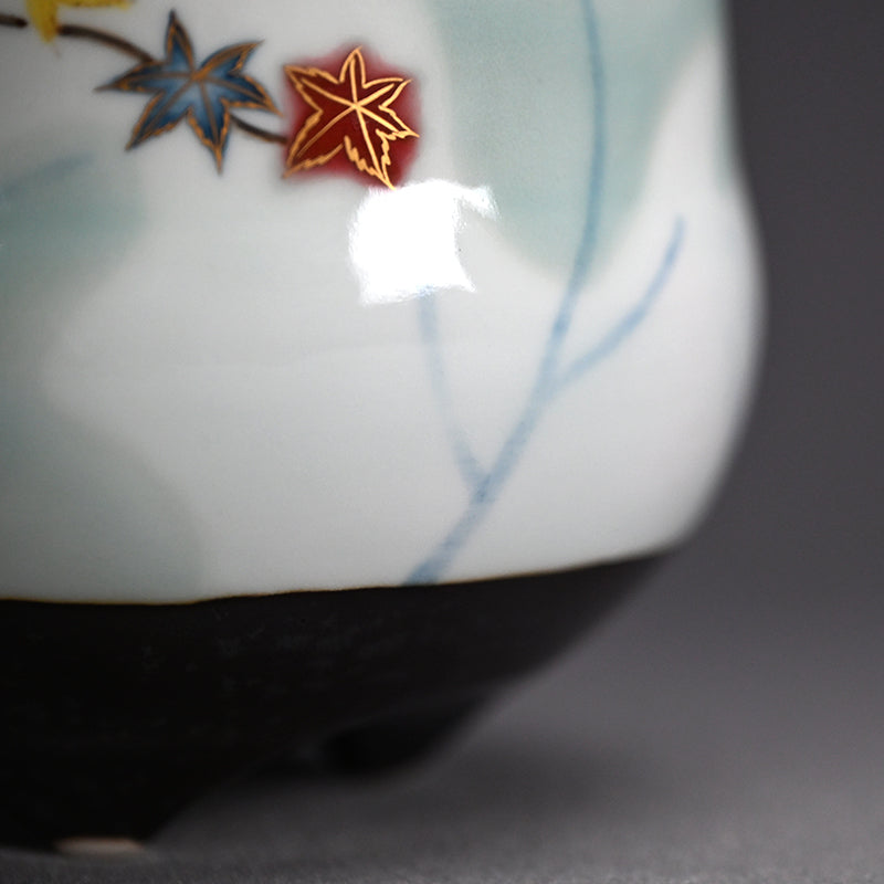 Platinum Glazed Koro Incense burner ー山本 一洋 "純プラチナ彩 紅の森"