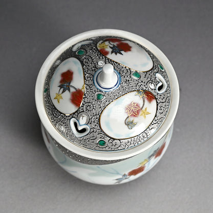 Platinum Glazed Koro Incense burner ー山本 一洋 "純プラチナ彩 紅の森"