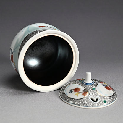 Platinum Glazed Koro Incense burner ー山本 一洋 "純プラチナ彩 紅の森"